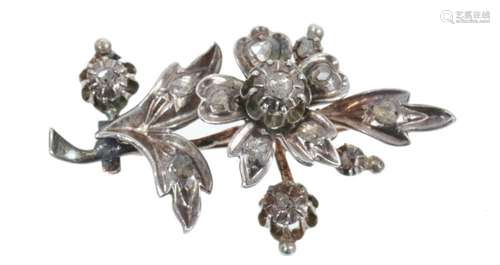 Victorian diamond floral spray brooch