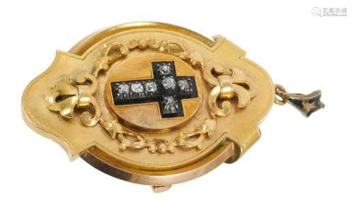 19th century gold enamel and diamond pendant