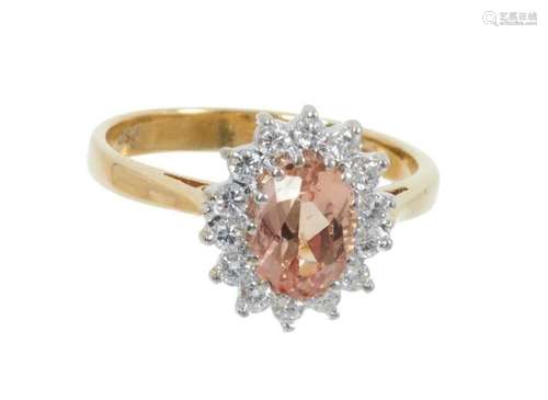 Brazilian imperial golden topaz and diamond cluster ring in ...