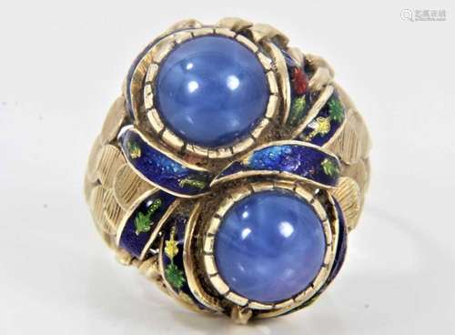 Unusual gold and enamel ring