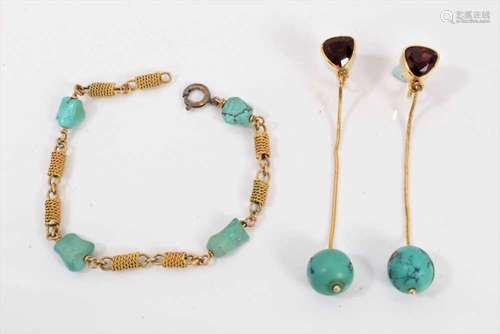 Turquoise bracelet and earrings