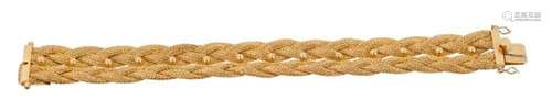 Continental 18ct gold Etruscan revival bracelet with platted...