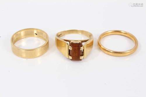 22ct gold wedding ring and two 18ct gold rings