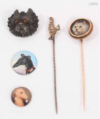 Victorian dog stick pin etc