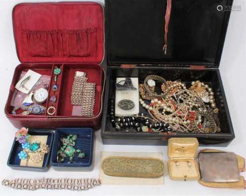 Miscellaneous group of costume jewellery in two boxes