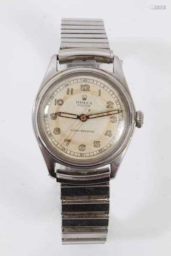 1940s gentlemens Rolex Oyster stainless steel wristwatch