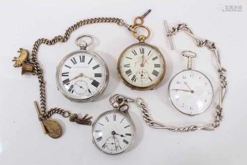 Four antique pocket watches to include a George III silver v...