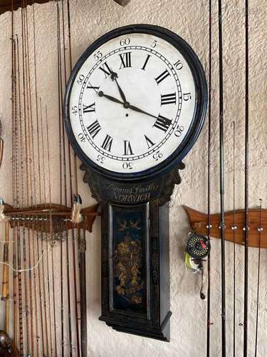 Reproduction ebonised act of Parliament clock, signed Thomas...