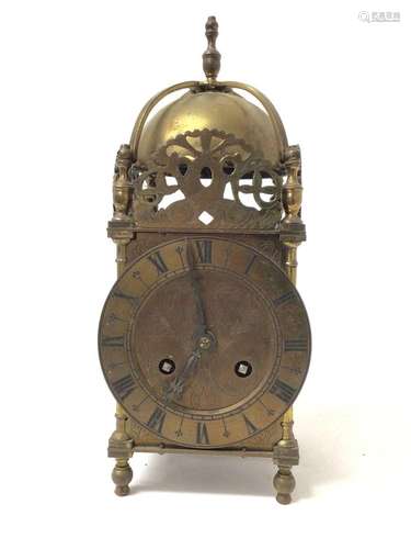 1930s Miniature brass lantern clock with French movement