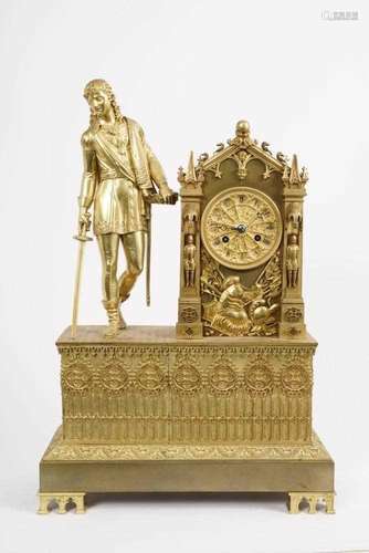 19th century French mantel clock in gothic ormolu case