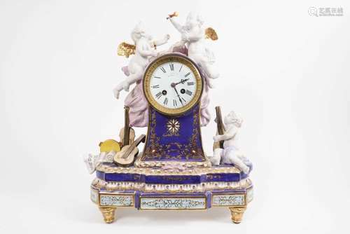 19th century French mantel clock in porcelain case