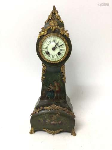 Late 19th century French miniature longcase clock in painted...