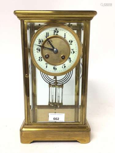 Late 19th century four glass mantel clock