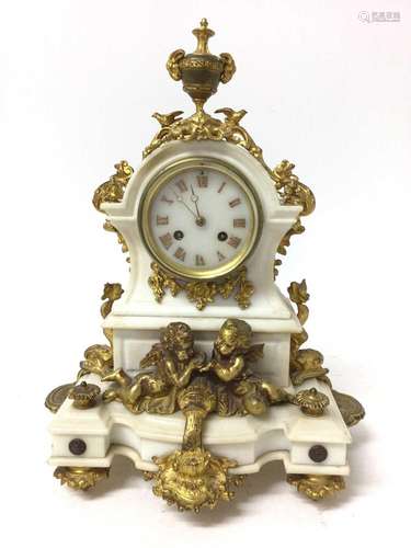 19th century mantel clock with French eight day movement and...