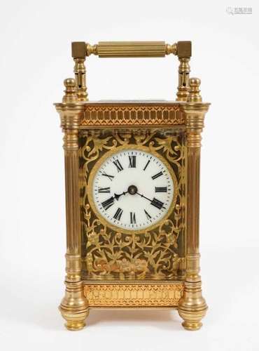 Late 19th/early 20th century French brass carriage clock