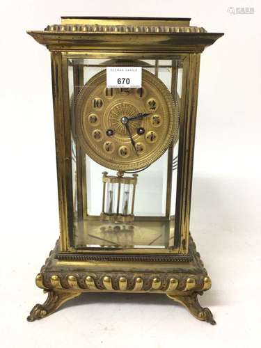 Early 20th century French four glass mantel clock