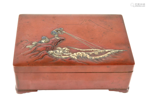 Japanese Mix Metal Bronze Red Box