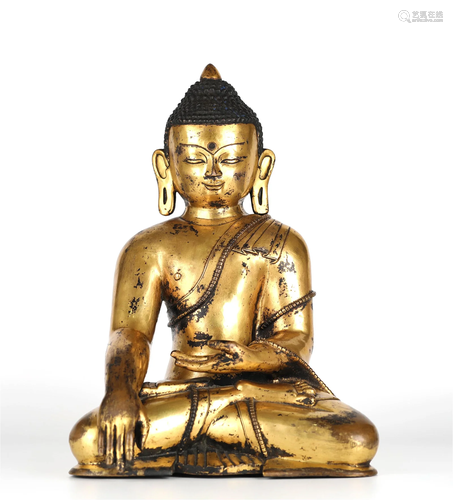 Large Chinese Gilt Bronze Buddha Figure