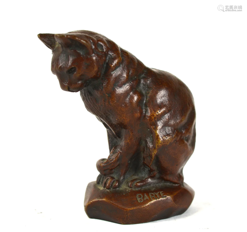 Bronze Cat Signed by Barye