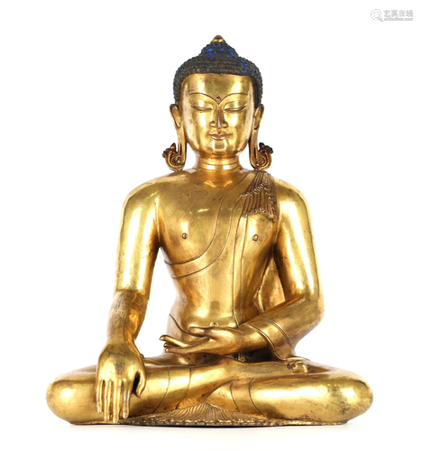 Large Chinese Gilt Bronze Buddha Figure