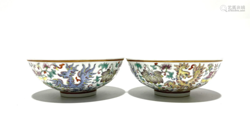 Pr of Chinese Famille Rose Bowls