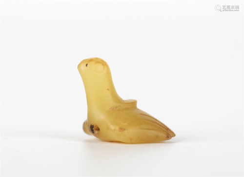 Miniature Chinese Archaic Yellow Jade Bird