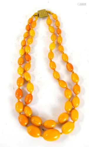 Butterscotch Amber Beads Double Strand Necklace
