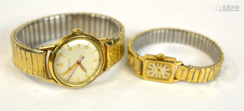 Two Gold Ladies Wrist Watches.