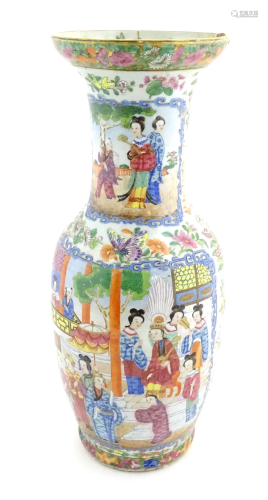 A large Chinese / Cantonese famille rose baluster vase with ...