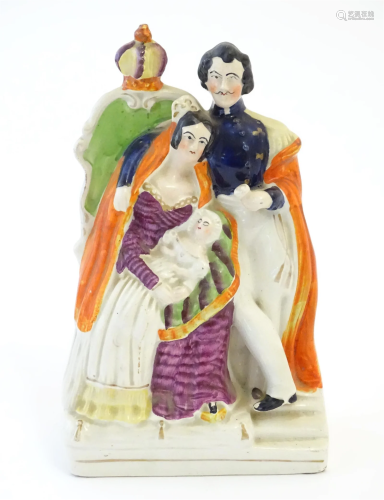 A Victorian Staffordshire pottery flat back figural group de...