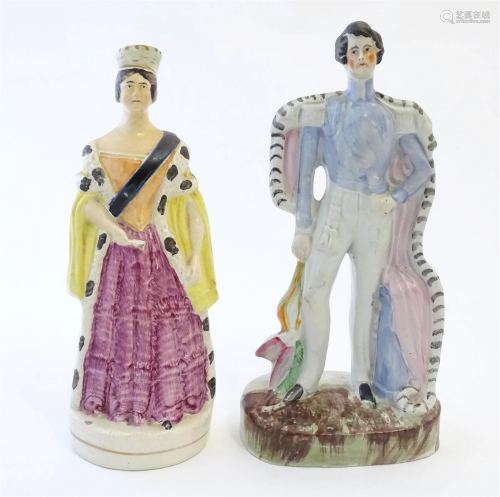 Two Victorian Staffordshire pottery figures depicting Prince...