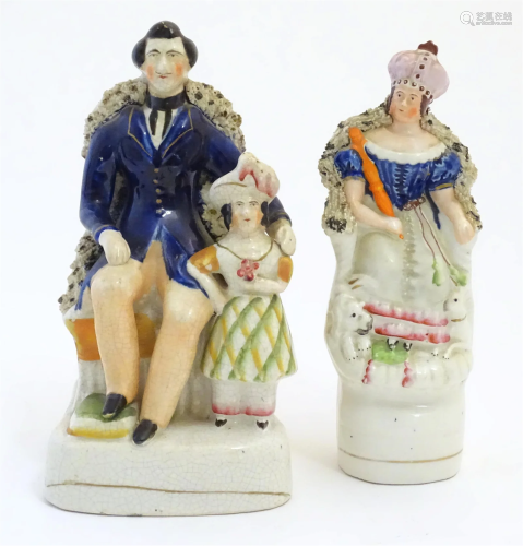 A Victorian Staffordshire pottery figural group depicting Al...