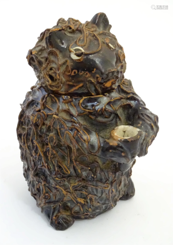Nottingham Bear - A 20thC terracotta tobacco jar / pot in th...
