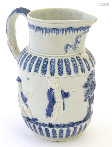 A 19thC pearlware Parson, Clerk & Sexton jug moulded in ...