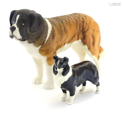 Two Beswick dogs, a St Bernard model no. 2221, and a Border ...