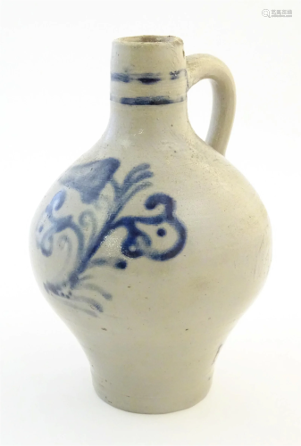 A Continental stoneware vase / jug with bulbous body and sin...