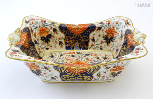 A Royal Crown Derby bowl of shaped rectangular form decorate...
