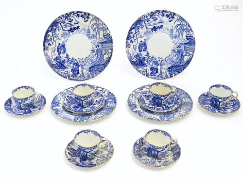 A quantity of Royal Crown Derby blue and white tea wares in ...