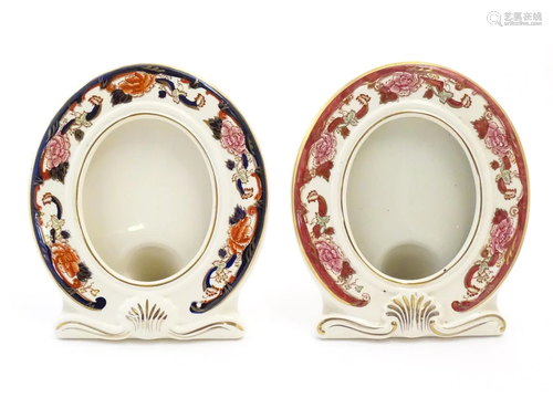 Two Mason's ironstone ceramic oval photograph frames de...