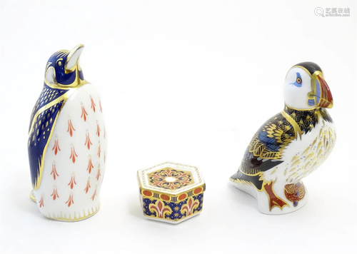 Three items of Royal Crown Derby to include a paperweight mo...