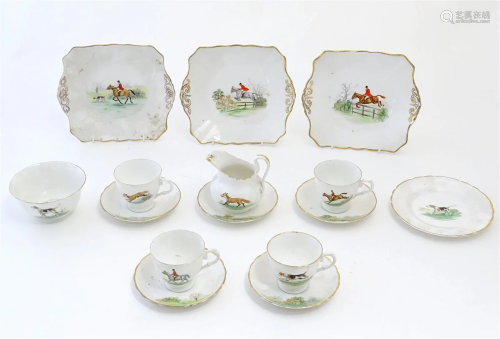 A quantity of tea wares with hand painted decoration by Dulc...