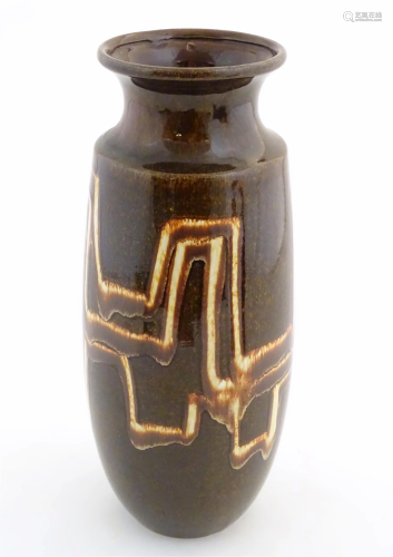 A large West German Scheurich vase abstract banded detail. M...