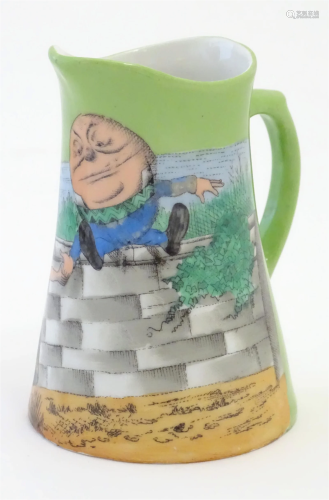 An early 20thC nursery jug depicting Alice Meets Humpty Dump...