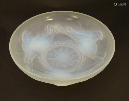 A 20thC French Ezan glass bowl with bird and nest decoration...