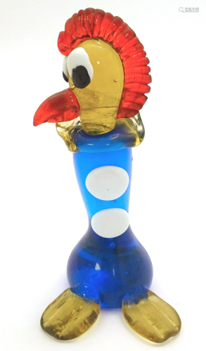 A studio glass novelty model of a stylised rooster / cockere...