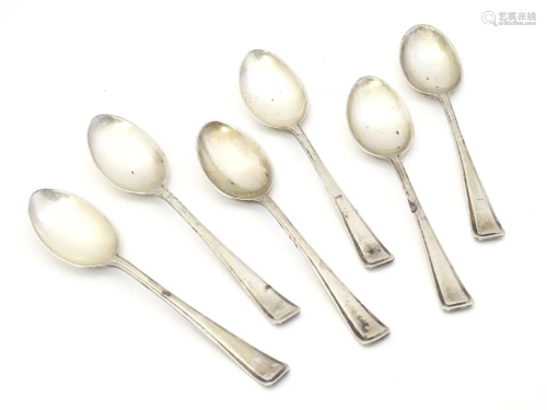 A set of six Art Deco silver teaspoons hallmarked Birmingham...