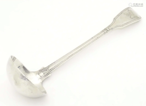 A Victorian silver fiddle and thread pattern sauce ladle, ha...