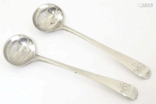 A pair of Geo III silver Old English pattern salt spoons, ha...