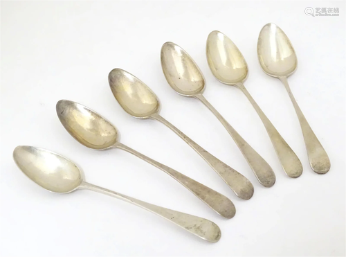 6 silver tea spoons hallmarked London 1812 maker Peter &...