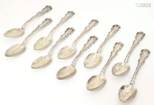 A set of 10 American sterling silver teaspoons spoons by Whi...